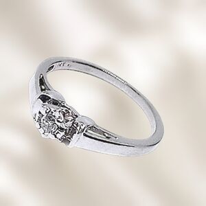14K White Gold Natural Diamond Ring – Timeless Classic, Size 6